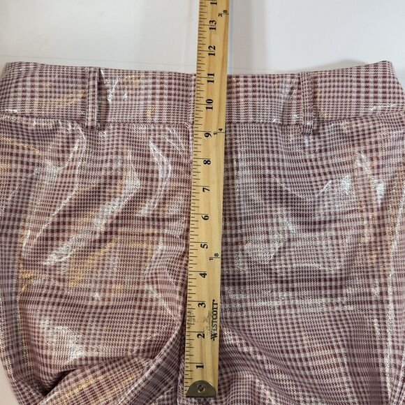Fung Lan Flare Pants Trouser Gingham Sz 6 Pink 70's Inspired Retro Polyurethane - Picture 12 of 15